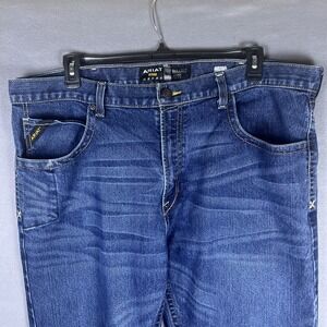 Ariat Rebar Jeans M4 Mid Rise Relaxed Boot Western Work Blue Denim Men's 42x28.5